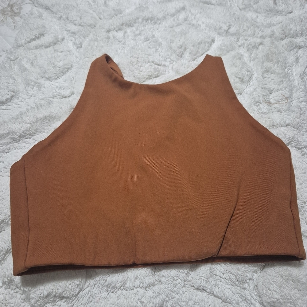 Girlfriend Collective Women's Sports Bra in Rust...topanga Halter Bra..size:S - Picture 4 of 10